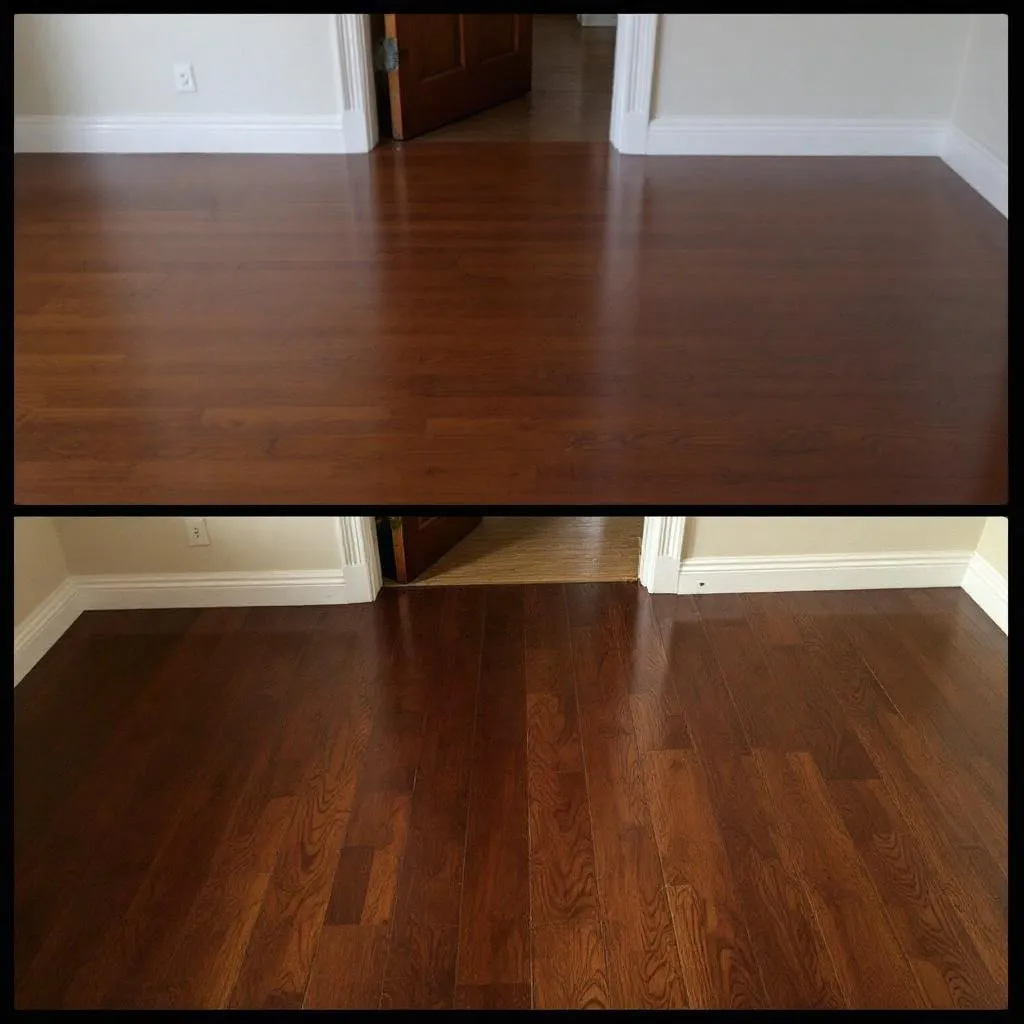 After: beautifully restored hardwood floors in Spokane home